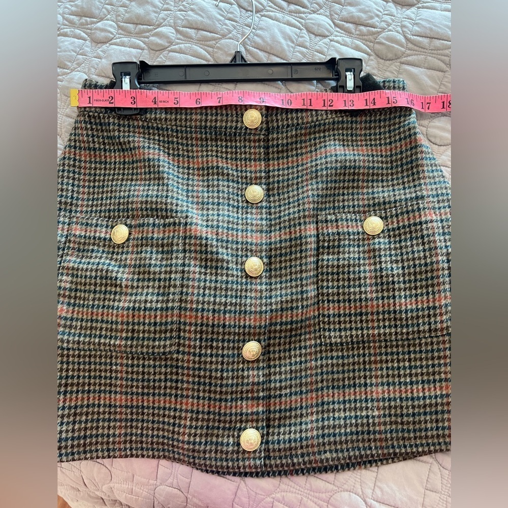 L'AGENCE Zander Button Mini Skirt in Tan And Teal NWT - Picture 11 of 16